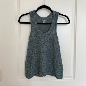Aerie Knit Crochet Tank Top Deep Sage Green